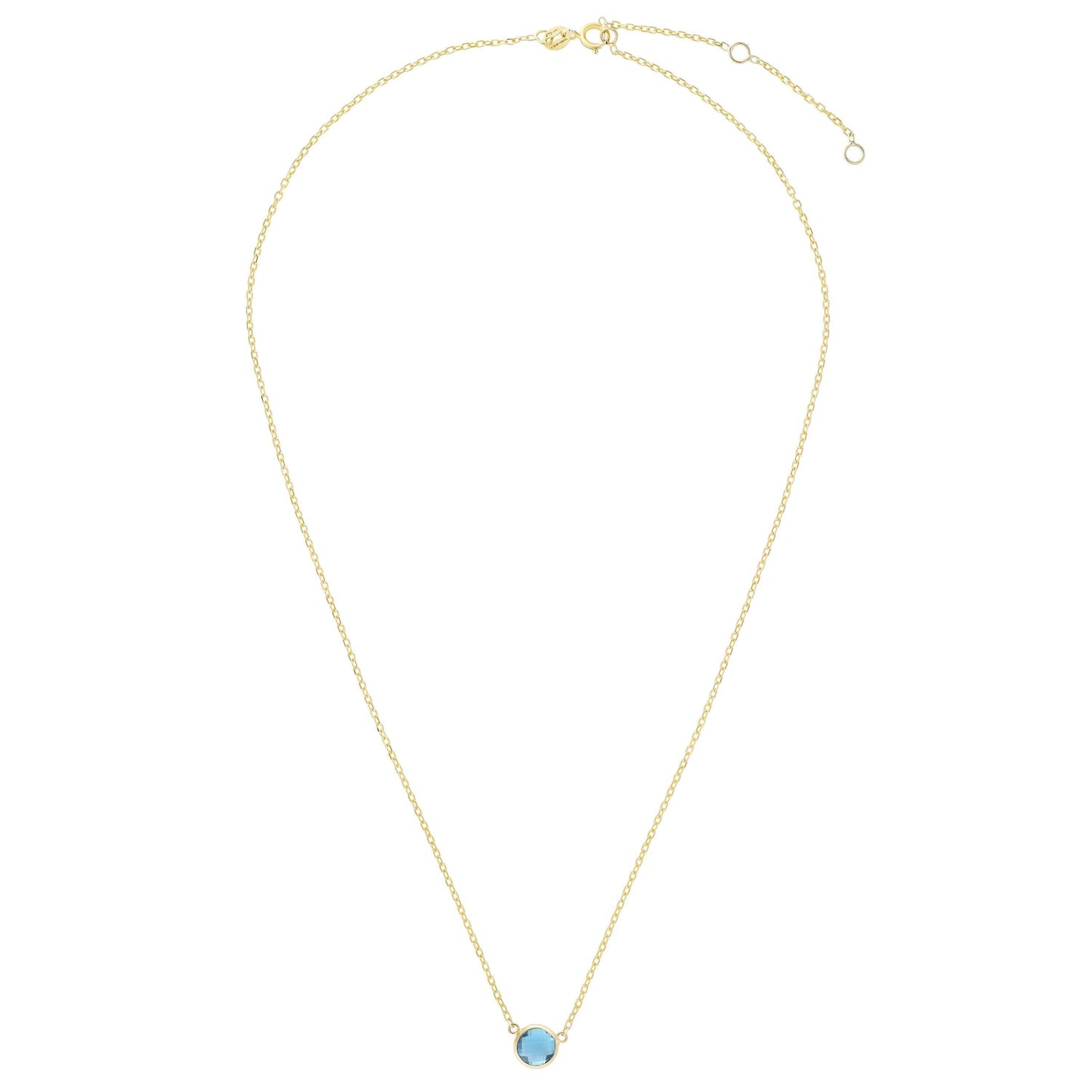 14K Blue Topaz Solitaire Necklace